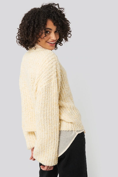 Shop Na-kd Balloon Sleeve Melange Sweater - Yellow