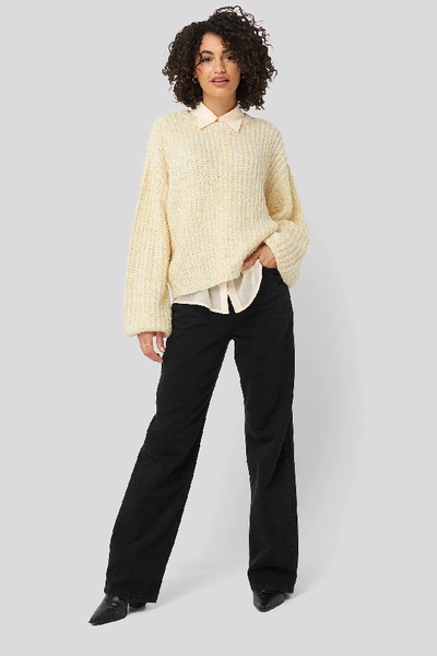 Shop Na-kd Balloon Sleeve Melange Sweater - Yellow