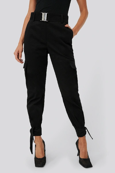 Shop Erica Kvam X Na-kd Knot Detail Cargo Pants Black
