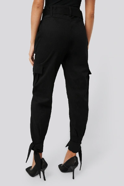 Shop Erica Kvam X Na-kd Knot Detail Cargo Pants Black