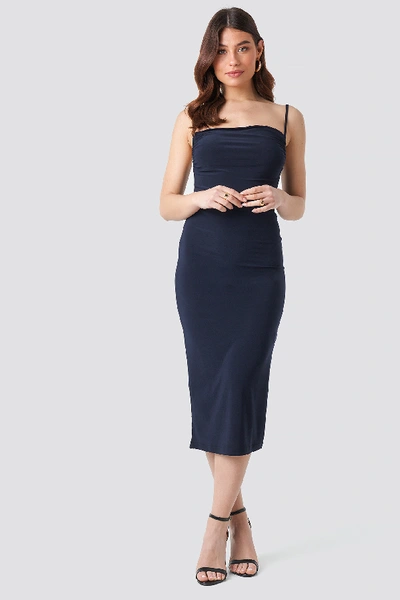 Shop Trendyol Thin Strap Midi Dress - Blue In Navy