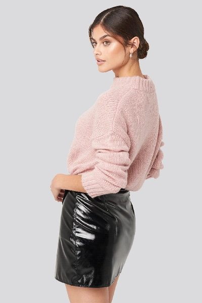 Shop Adorable Caro X Na-kd Patent Overlap Mini Skirt - Black