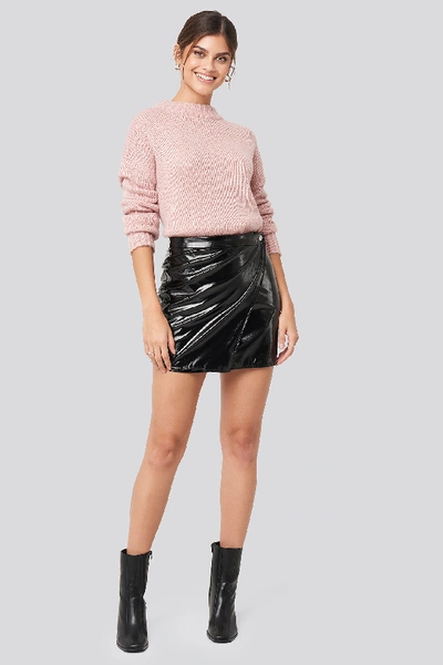Shop Adorable Caro X Na-kd Patent Overlap Mini Skirt - Black