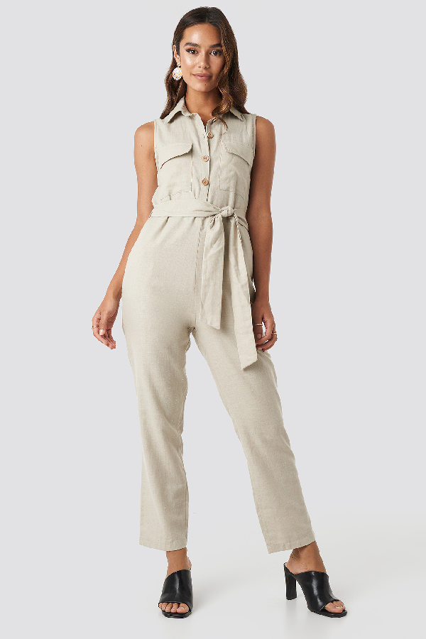 button detail jumpsuit