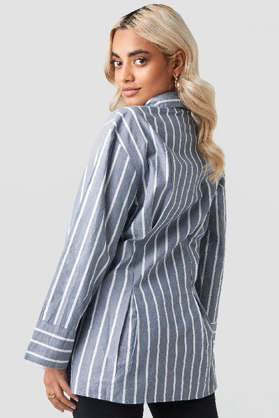 Shop Na-kd Pleat Detail Oversized Shirt - Blue In Stripe