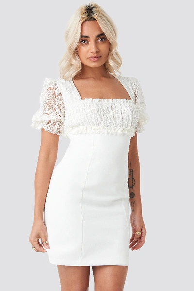 Shop Trendyol Ecrine Detailed Mini Dress - White In Ecru
