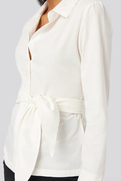 Shop Na-kd Belted Button Up Shirt - White In Off White