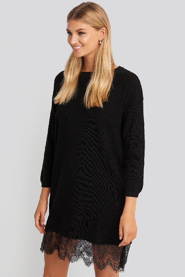 lace detail sweater dress