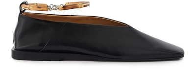 Shop Jil Sander Leather Ballet Flats In Black