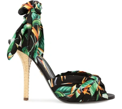 Shop Dolce & Gabbana Twill Sandals In Strelitzia
