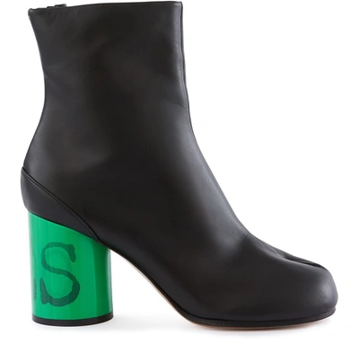 Shop Maison Margiela Tabi Leather Boots In Black/red/green