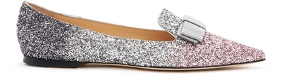 Shop Jimmy Choo Gala Ballerina Flats In Ballet Pink Silver Anthracite
