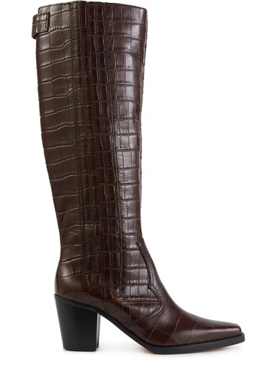 Shop Ganni Western Boots In Chicory Coffee