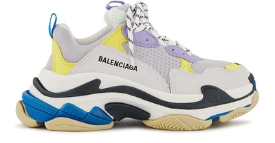 Shop Balenciaga Triple S Trainers In White/purple/yellow