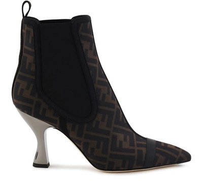 Shop Fendi Ff Heeled Boots In Tabacco Moro Nero