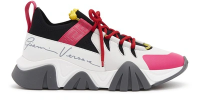Shop Versace Squalo Sneakers In Bianco Nero Fuxia