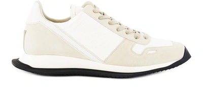 Shop Rick Owens Leather Trainers In White