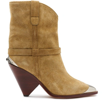 Shop Isabel Marant Lamsy Heeled Boots In Beige
