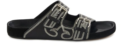 Shop Isabel Marant Lennyo Sandals In Black Ecru