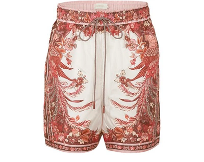 Shop Zimmermann Placement Silk Shorts In Pink_phoenix