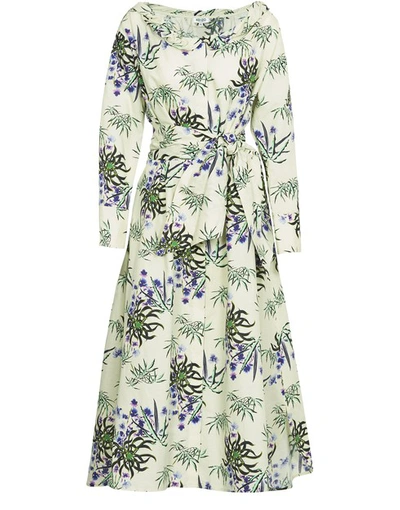 Shop Kenzo Long Dress In Sea Lily Off White