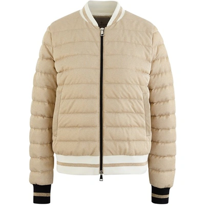 Shop Moncler Metallic Down Jacket In Light Gold