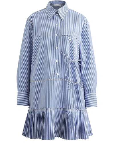 Shop Chloé Cotton Dress In Blue - White 1