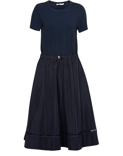 Shop Moncler Midi Dress In Navy Blue