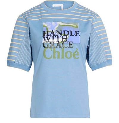 Shop Chloé Printed T-shirt In Shadow Blue