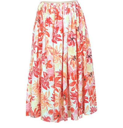 Shop Marni Flower Print Midi Skirt In Pink Clematis