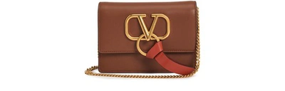 Shop Valentino Garavani Vring Clutch Bag In Selleria/rouge Pur