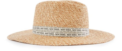 Shop Maison Michel Henrietta Hat In Natural/camel