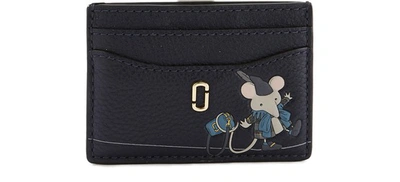 Shop Marc Jacobs Leather Card Holder In Navy