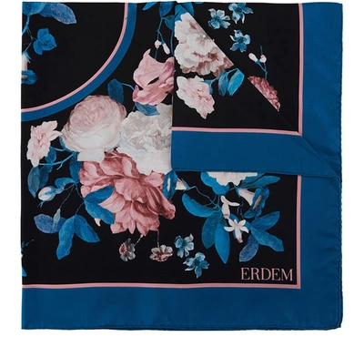 Shop Erdem Small Printed Square In Dusk Bouquet