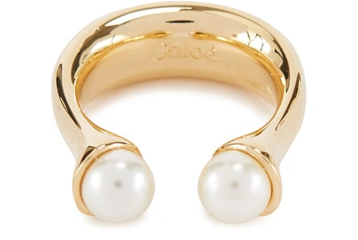 Shop Chloé Darcey Round Ring In Pearl