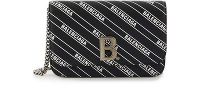 Shop Balenciaga B Leather Purse With Chain In 1090