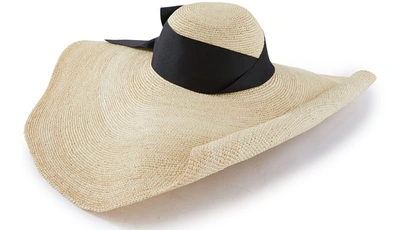 Shop Sensi Studio Lady Ibiza Capeline Hat In Crochet In Natural W/black Band