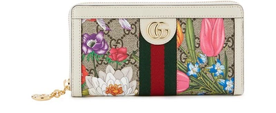 Shop Gucci Ophidia Wallet In Beige Ebony Multi