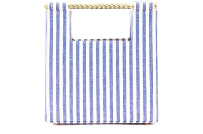 Shop Mehry Mu Unicorn Handbag In Blue And White Sripe