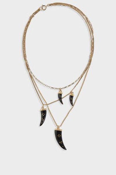 Shop Isabel Marant Horn-pendant Layered Necklace In Black