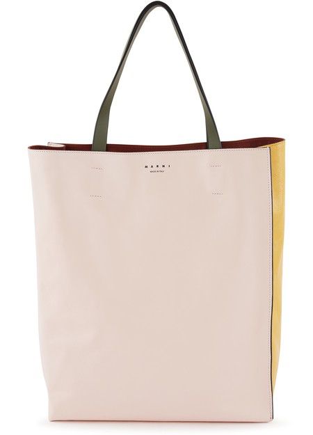mustard yellow leather tote bag