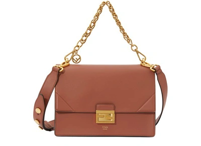 Shop Fendi Kan U Leather Shoulder Bag In Rust