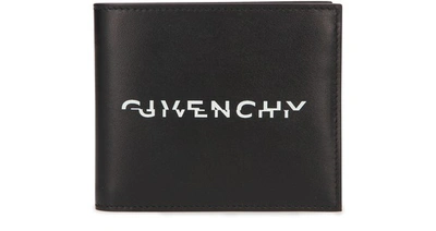 Shop Givenchy Leather Wallet In Black/ White