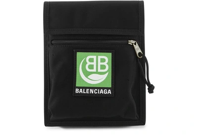 Shop Balenciaga Explorer Green Logo Pouch Strap In 1000