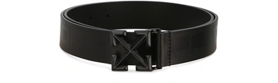 Shop Off-white Off Wavy Leather Belt In Black White