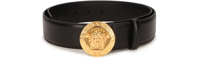 Shop Versace Medusa Leather Belt In Nero/oro