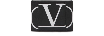 Shop Valentino Garavani Vlogo Card Holder In Nero Bianco