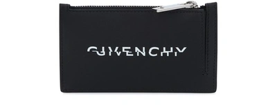 Shop Givenchy Leather Zipped Logo Card Holder In Black
