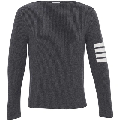 Shop Thom Browne 4-bar Blended Wool Sweatshirt In Med Grey