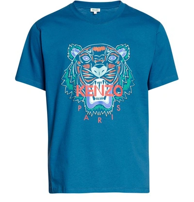 Shop Kenzo Festive Tigre Tiger T-shirt In Blue